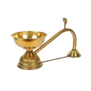 Hand-Made Brass Incense <b>Burner</b> With Perforated Dome And Curved Handle Religious Aromatic Diffuser All-Season Use - Product Image 6