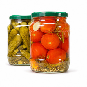 Low Price Top Selling Delicious Premium Quality <b>Pickled</b> Assorty Cucumber and Tomato Packed in 720ml Mason <b>Jar</b> - Product Image 1