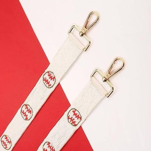 Sangle de sac légère faite à la main avec perles d'imitation, motif de couture rouge style baseball, réglable, pour épaule ou bandoulière, de remplacement - Product Image 4