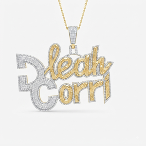 Bijoux de luxe en argent 925 plaqué or, personnalisés, avec grandes lettres bicolores massives, entièrement serties de diamants Moissanite, style Hip Hop. - Product Image 1