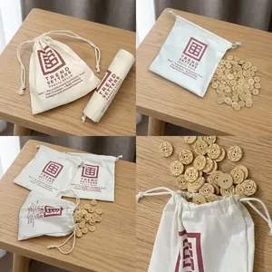 Pochette en tissu de coton naturel, sac cadeau traditionnel à cordon pour les mariages, les festivals, les cadeaux, les bijoux et les accessoires - Product Image 3