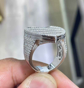 Luxury <b>Iced</b> Out Heart <b>Ring</b> Baguette Cut Moissanite Diamond Hip Hop Statement <b>Ring</b> Micro Pave Jewelry Gift - Product Image 4