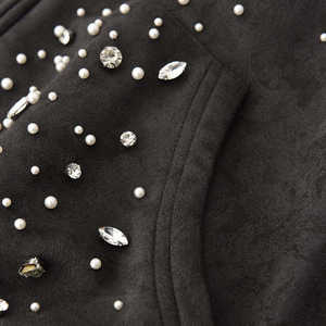 Sweat-shirt à capuche zippé pour homme, en molleton doux, orné de strass noirs, style décontracté, veste d'hiver - Product Image 5