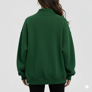 เสื้อสเวตเชิ้ตคอเต่าทรงโอเวอร์ไซส์สำหรับผู้หญิง OEM ผ้าฝ้ายฟลีซเนื้อนุ่ม สวมใส่สบายในฤดูหนาว ทรงหลวม เป็นมิตรกับสิ่งแวดล้อม พร้อมโลโก้ด้านหน้า แฟชั่นทันสมัย - Product Image 6