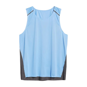 เสื้อกล้ามผู้ชายสีฟ้าอ่อน คอกลม แห้งเร็ว ทรงสปอร์ต ผ้าถักโพลีเอสเตอร์ สำหรับออกกำลังกาย สีพื้น - Product Image 4
