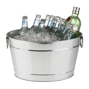 Classic Design Ice Bucket Stainless Steel Ice Bucket Round Rust Resistant Party Beverage <b>Cooler</b> Metal Industrial Design - Product Image 1