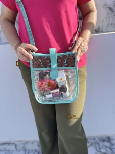 Bolso Transparente de Cuero Tallado a Mano, Elegante y Multiusos, Color Turquesa para Mujer - Product Image 2