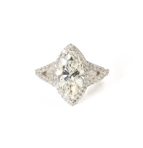 Anillo de Boda de Oro Sólido 10K 14K 18K con Diamantes Cultivados en Laboratorio y Moissanita, Corte Marquesa y Redondo, con Halo y Vástago Dividido, Venta al por Mayor - Product Image 5