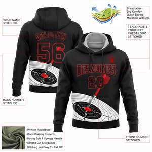 เสื้อฮู้ดธีมดาร์ทแบบกำหนดเองสำหรับผู้ชาย สีดำพิมพ์ลายสีแดง ปักชื่อและหมายเลขได้ตามต้องการ เสื้อสเวตเตอร์ถักแบบสปอร์ตสวมใส่สบายๆ สำหรับฤดูใบไม้ร่วง - Product Image 6