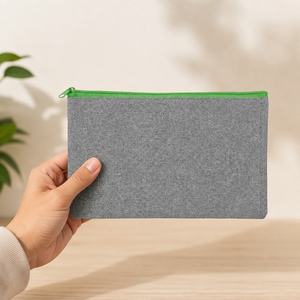 กระเป๋าเครื่องสำอางผ้าแคนวาสฝ้ายรีไซเคิล 225 GSM พร้อมซิป ขนาด 21x13 ซม. รับทำโลโก้ตามสั่ง ขายส่ง OEM ODM แบรนด์ส่วนตัว B2B - Product Image 4