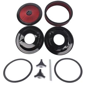 Kit Filtro Aria in Alluminio Rosso 14'' X 3'' con Bordo Nero Incassato e Collo da 5 1/8'' per Carburatore Chevrolet, Compatibile con Filtri Aria OEM - Product Image 6
