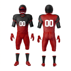 Uniformes de football américain personnalisables Rouge Gris Col en V Manches courtes 100% polyester Évacuation de l'humidité Toutes saisons Adulte Homme - Product Image 5
