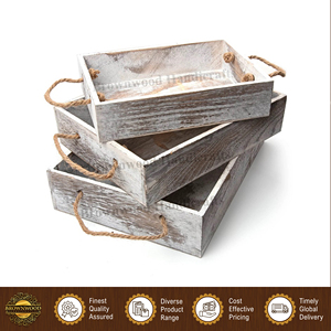 Plateau de service alimentaire en bois de manguier massif fait main de qualité supérieure avec poignées en corde, design attrayant, vente en gros, lot de 3 - Product Image 2