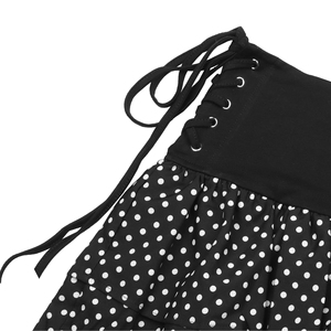 Premium Quality Women's <b>Black</b> Polka Dot Mini <b>Skirt</b> High Waist A Line Pleated <b>Tiered</b> Ruffle Lace Up Short <b>Skirt</b> - Product Image 4