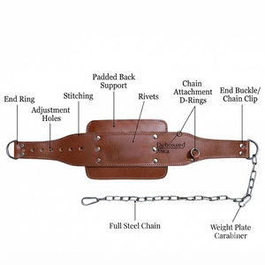 Custom Logo Genuine Leather Unisex Dipping Belt Professional Weightlifting Gear Adjustable <b>Chain</b> Enhanced Support Stability Belt - Product Image 4