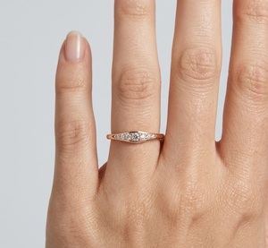 10K/14K/18K Gold Graduated Lab Grown Diamond <b>Ring</b> Minimalist <b>Stacking</b> Band Pinky <b>Ring</b> Tapered Pave Set Band Everyday Luxury Gift - Product Image 5