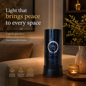 Buddha <b>LED</b> <b>Table</b> Lamp Spiritual Meditation Night Light USB Powered Blue Glow Buddhist <b>Bedside</b> Decor Pooja Room Home Office Gift - Product Image 4