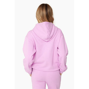 High Quality Waffle Knit Women's <b>One</b> Set Tracksuit 2-Piece Short <b>Top</b> Flared Pants 100% Cotton Sweat Suit Hoodies - Product Image 2