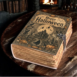 Journal décoratif en cuir vintage pour Halloween, avec motif château citrouille, style moderne, fournitures d'impression numérique nouvelle ère - Product Image 3
