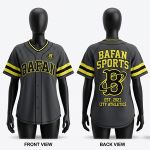 Camiseta de béisbol para mujer de poliéster de punto de 200 GSM, color verde menta con ribete negro, logotipo personalizado bordado, transpirable. - Product Image 4