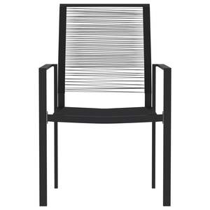 Ensemble de salle à manger en acier thermolaqué noir et rotin creux en PVC, ensembles de jardin - Product Image 5