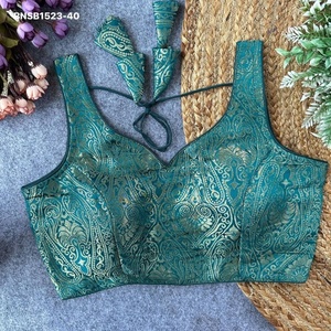 Blusa de Seda Banarasi Pura de Excelente Calidad con Trabajo de Zari Dorado, Lista para Usar, con Cierre Trasero Acolchado, Proveedor de Surat - Product Image 1
