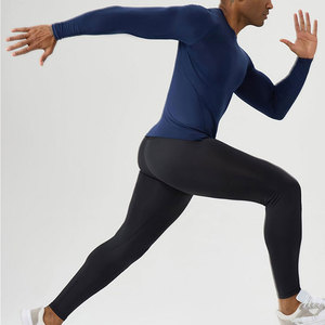 Legging de yoga noir uni pour homme, respirant, doux au toucher, confortable, durable, coupe ajustée, coutures résistantes, collant. - Product Image 3