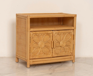 Mueble de Mimbre Tejido a Mano con Motivo de Girasol, Aparador Artesanal Premium para una Estética Bohemia en el Hogar - Product Image 3