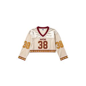 Maillot de football américain tendance pour femme, manches longues, coupe courte, style streetwear oversize en maille, vente en gros, fabrication OEM - Product Image 3