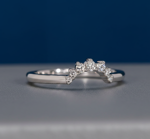 Anillo de Diamantes de 0.12 Quilates, Anillo de Compromiso con Diamantes Creados en Laboratorio, Oro Blanco, Banda de Boda Curvada, Venta al Por Mayor - Product Image 2