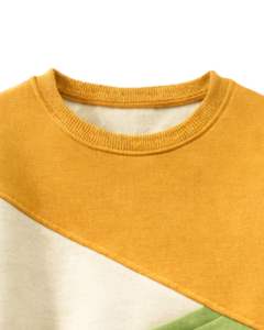 เสื้อสเวตเชิ้ตผู้หญิงสีเหลืองและเขียวแบบคัลเลอร์บล็อก คอวี ทรงหลวม สไตล์ลำลอง สำหรับฤดูหนาว ผลิตตามสั่ง แฟชั่นเสื้อผ้าโอเวอร์ไซส์ - Product Image 5