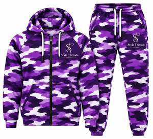 Style Threads <b>Camouflage</b> <b>Tracksuit</b> Set Full Sleeve Zipper Hooded Casual Wear for Adults with Custom Logo - Product Image 2