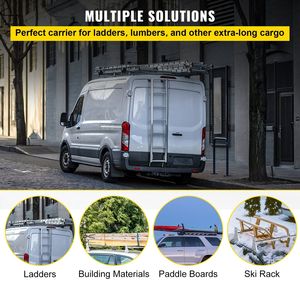 Portapacchi Regolabile in Acciaio per Furgoni, Portascala a 2 Barre, Capacità 150 kg, Barre Trasversali 132-162 cm, Fermo Scala, Adatto per Furgoni - Product Image 6