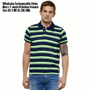 T-shirt rayé personnalisable pour homme, manches courtes, coupe ajustée, tendance, en provenance du Bangladesh, tailles XS S M XL 3XL 6XL - Product Image 3