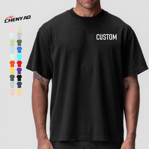 เสื้อยืดโอเวอร์ไซส์ผ้าฝ้ายพรีเมียม 100% แบบถัก ขายส่ง รับออกแบบตามสั่ง OEM ODM สตรีทแวร์ - Product Image 1