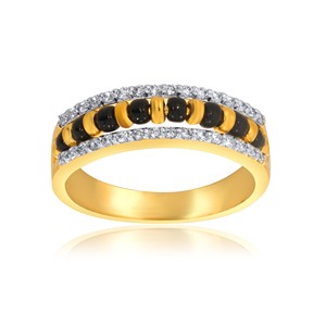 แหวนเพชร Mangalsutra ดีไซน์หรูหรา ประดับเพชรเต็มวงแบบ Pavé พร้อมขอบทองคำขาว - Product Image 1