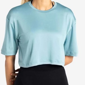 เสื้อยืดโอเวอร์ไซส์สีฟ้าอ่อน แขนสั้น คอกลม ผ้าถัก สีพื้น สไตล์ลำลองสำหรับผู้ชาย - Product Image 1