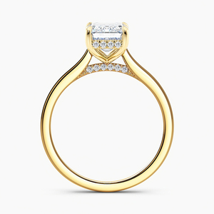 Bague de fiançailles classique en or 18 carats avec diamant de laboratoire taille émeraude de 2,00 carats, clarté VVS2, couleur F, style halo caché IGI - Product Image 2