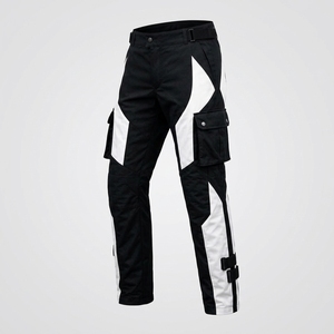 Pantalones de Motocicleta Unisex en Color Negro y Blanco con Bloques de Color, Tejido Cordura Transpirable, Bolsillos Tipo Cargo, Secado Rápido, para Todas las Estaciones - Product Image 4