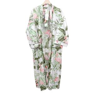 Bata de Baño para Mujer, Transpirable, de Secado Rápido, 100% Algodón, Cuello en V, Manga Larga, Estampado Floral, Estilo Kimono, Ropa de Dormir para Otoño - Product Image 4