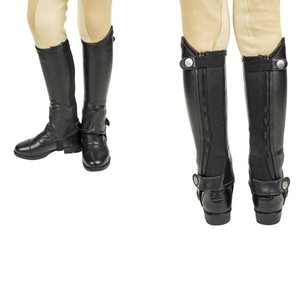 Bottes d'équitation en cuir noir avec fermeture à pression latérale pour l'entraînement et la compétition équestre - Product Image 5