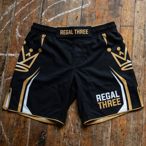 Pantalones Cortos de MMA Regal Three para Hombre, Color Negro y Dorado, Sublimados, de Secado Rápido, para Artes Marciales, Boxeo, Unisex - Product Image 6