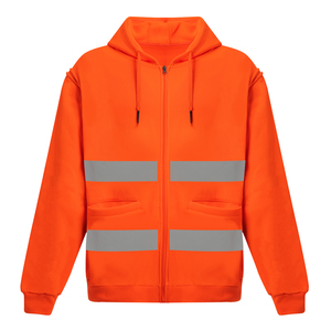 Sweat à capuche de sécurité réfléchissant personnalisé, épais, unisexe, imperméable, grande taille, haute visibilité, brodé, en gros - Product Image 2