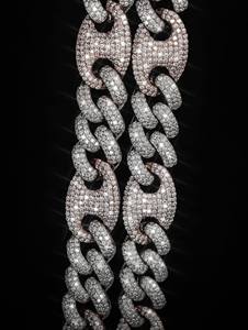 Luxury 925 Silver Rose Gold Plated Moissanite Diamond Cuban Link Chain <b>Necklace</b> Hip Hop Bling <b>Statement</b> Jewelry - Product Image 5