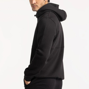 Sweat à capuche noir 100 % coton molletonné pour homme, coupe ample, pull épais avec capuche pour l'hiver 2025 - Product Image 5