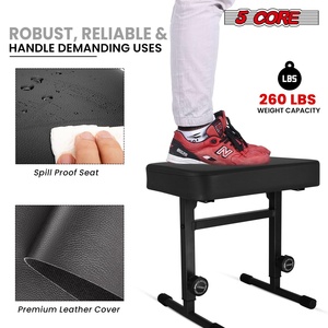 5 Core Keyboard <b>Bench</b> 3" Padded <b>Cushioned</b> Piano Stool Height Adjustable Guitar Seat Folding Portable - Product Image 4