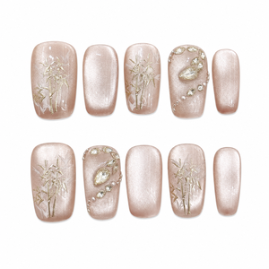 Nuevo China Super Champagne Pearl-Pink Acrylic Finger Design Pre-Designed Luminous Mist - Product Image 1