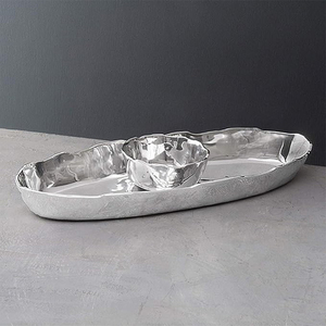 High Glossy Mirror Finish Metal Oval Chip & Dip Bowls Chip <b>Snack</b> <b>Tray</b> Bowl and Dipping Dish for Chips and Party Appetizers - Product Image 2