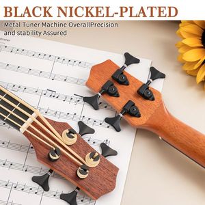 Ukulele basse de 30 pouces avec corps en acajou et égaliseur, livré avec sac en coton, capo, sangle, 3 médiators et clé – pour guitaristes - Product Image 3