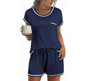 Women 2 Piece <b>Shorts</b> Set O Neck <b>Short</b> Sleeve Loose Fit Solid Color Knitted Top and <b>Shorts</b> Casual Summer Outfit Breathable - Product Image 3